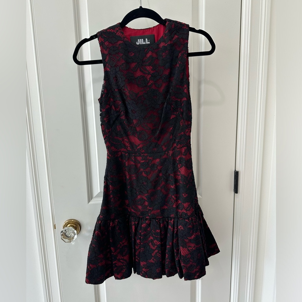 Jill Stewart Red and Black Lace dress